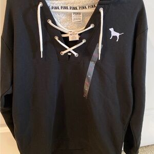 Victoria's Secret Pink Black Over Size Hooded Sweatshirt